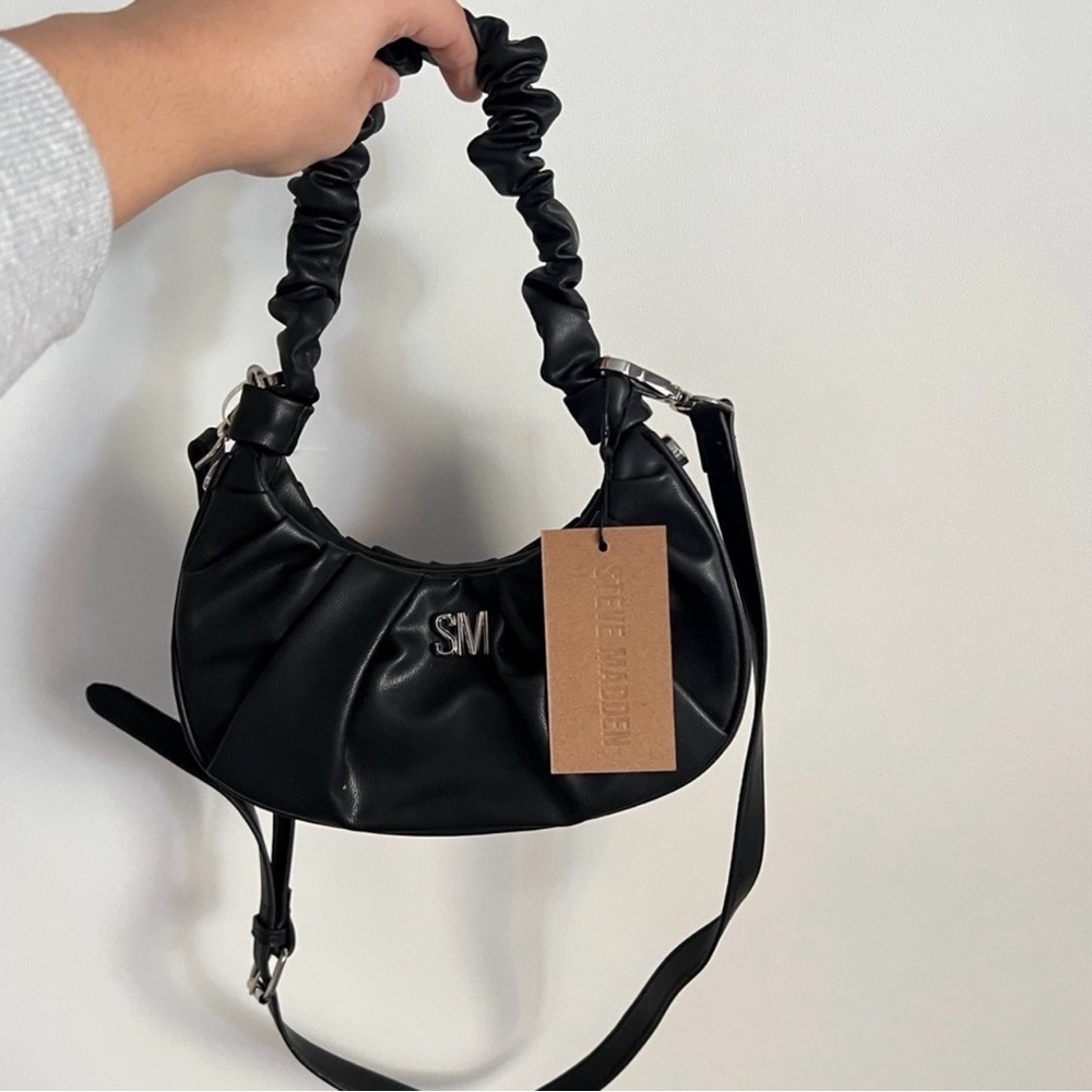 Steve Madden Black Corinne Hobo Bag With Crossbody Strap New With Tags